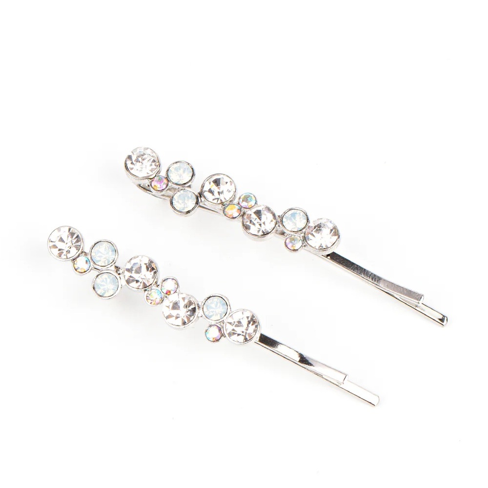 Elegant Silver Crystal Hair Bobby Pins